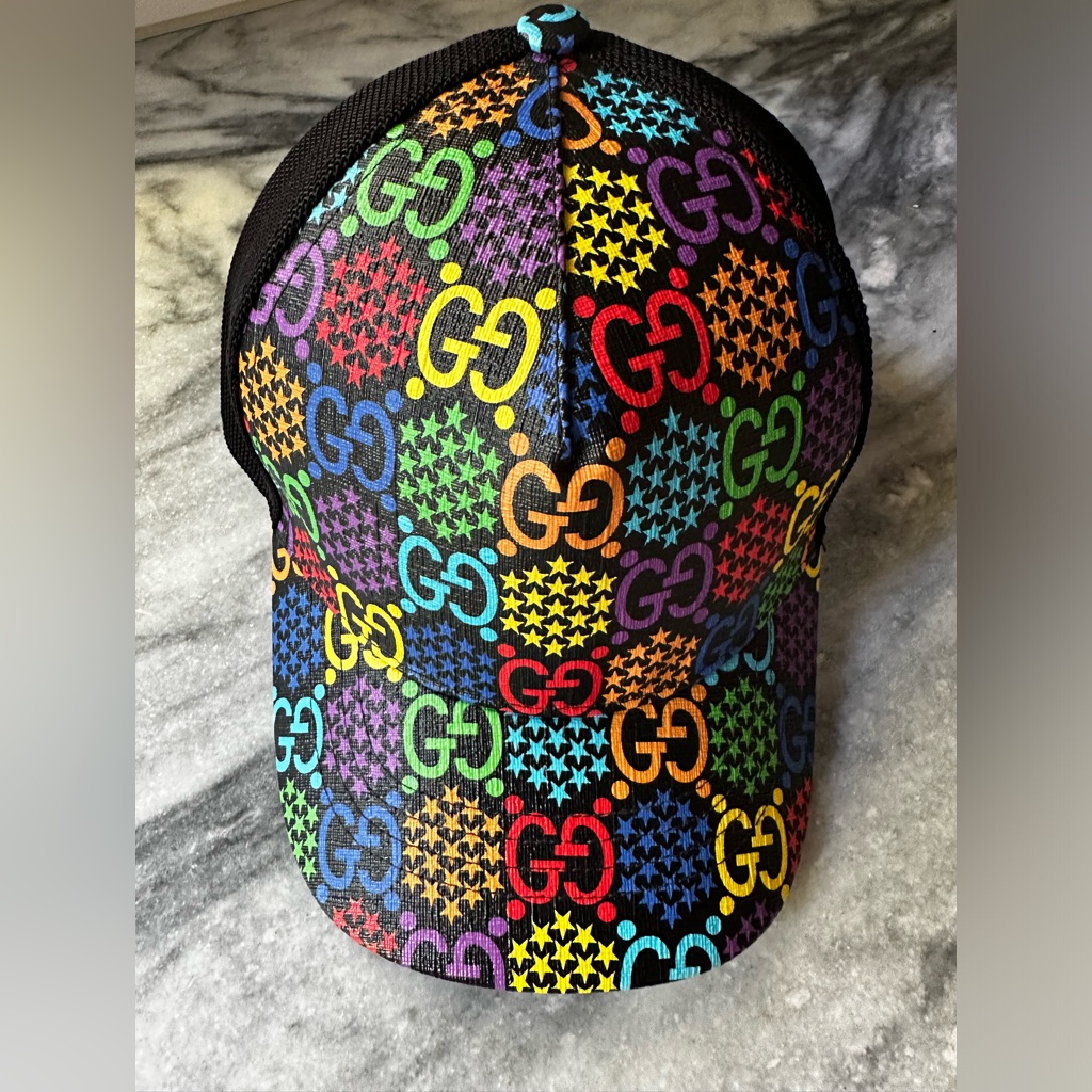 Gucci Gg Psychedelic Multicolor Leather Hat